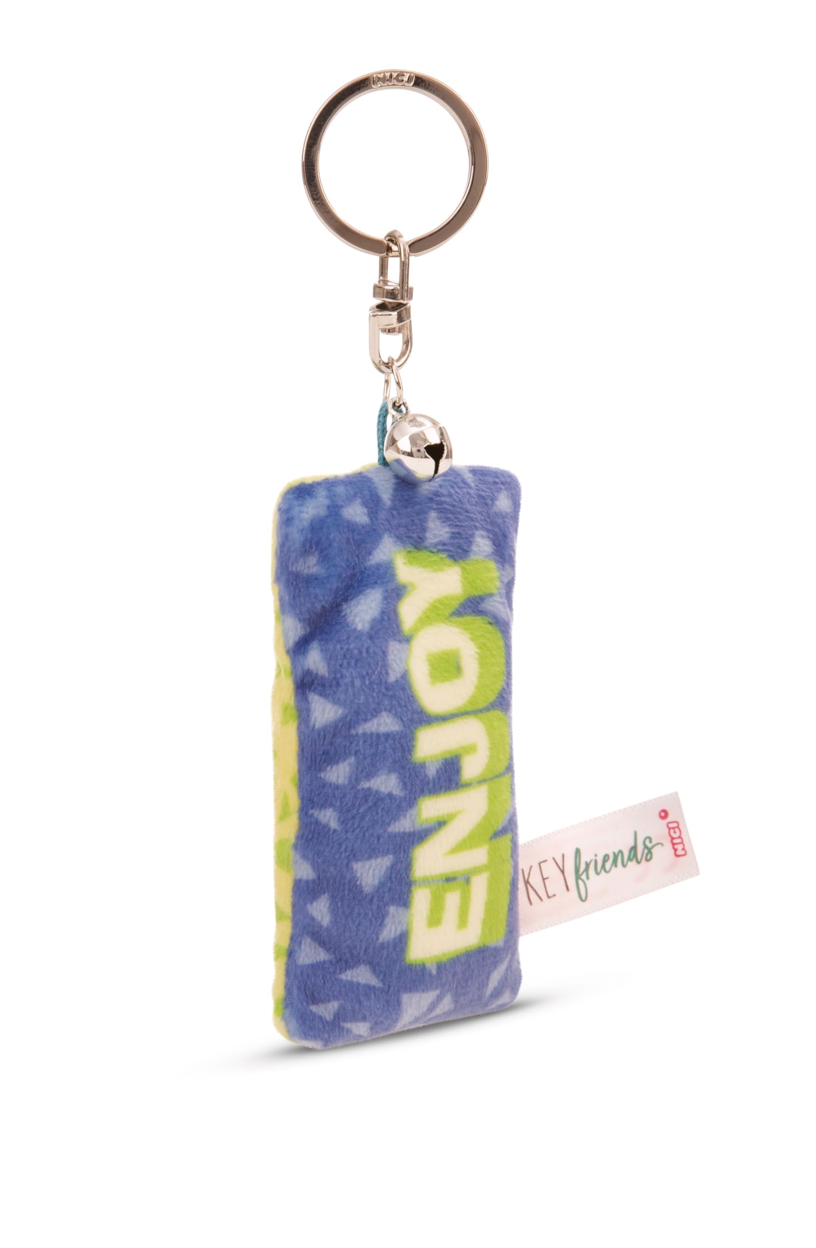 NICI Keyholder mini plush cushion Enjoy 8cm with bell - colorful - A loyal companion for backpacks or bags, keychain for key rings & key holders for all ages | 62096
