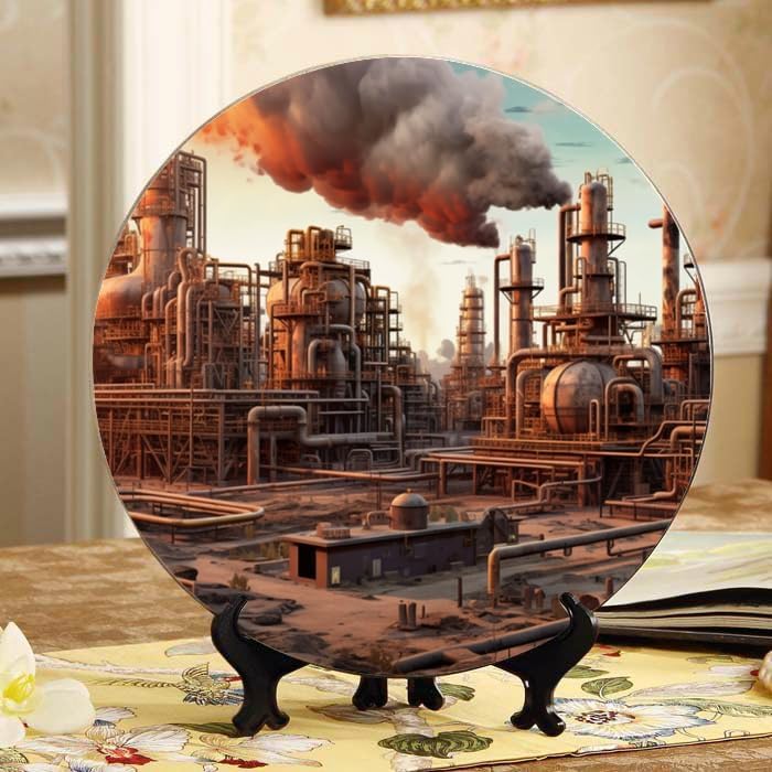 Collage 10-inch Ceramic Plate for Wall Display or Tabletop, with Stand & Hook DP-194682716