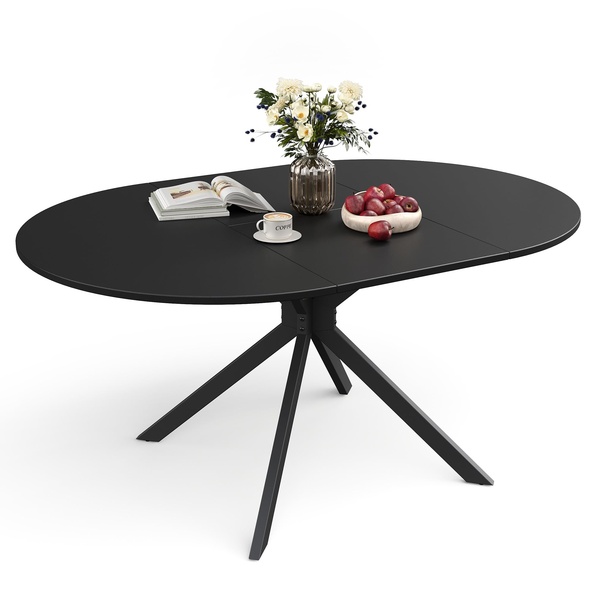 APICIZON Table Ronde Extensible, Table a Manger Ronde pour 4 à 6 Personnes