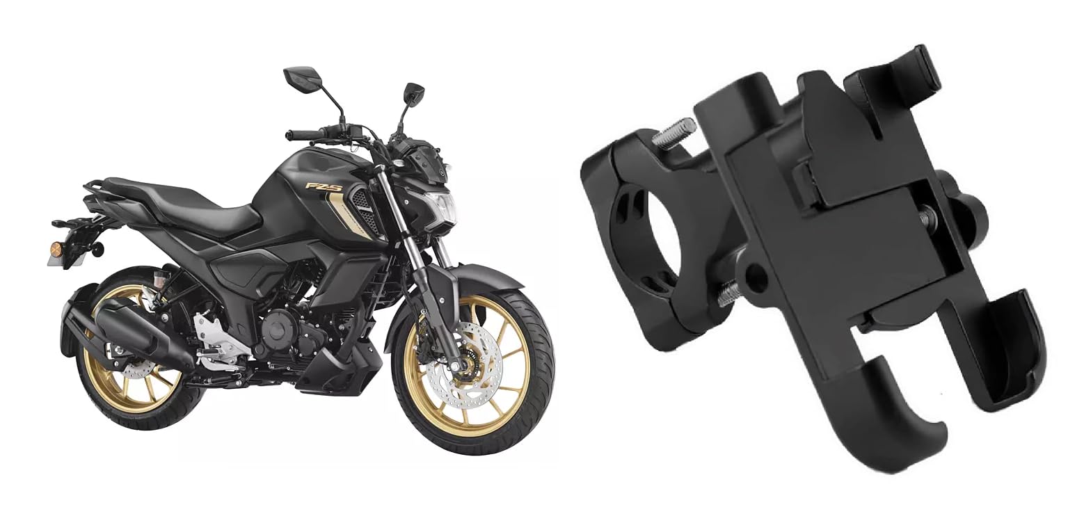 Bike Mobile Holder Metal (Aluminium Alloy) | 360° Rotation Handlebar Phone Mount | Anti-Vibration Clamp | Motorcycle & Cycle Mobile Stand Suitable for Yamaha FZS FI V4-picture-15