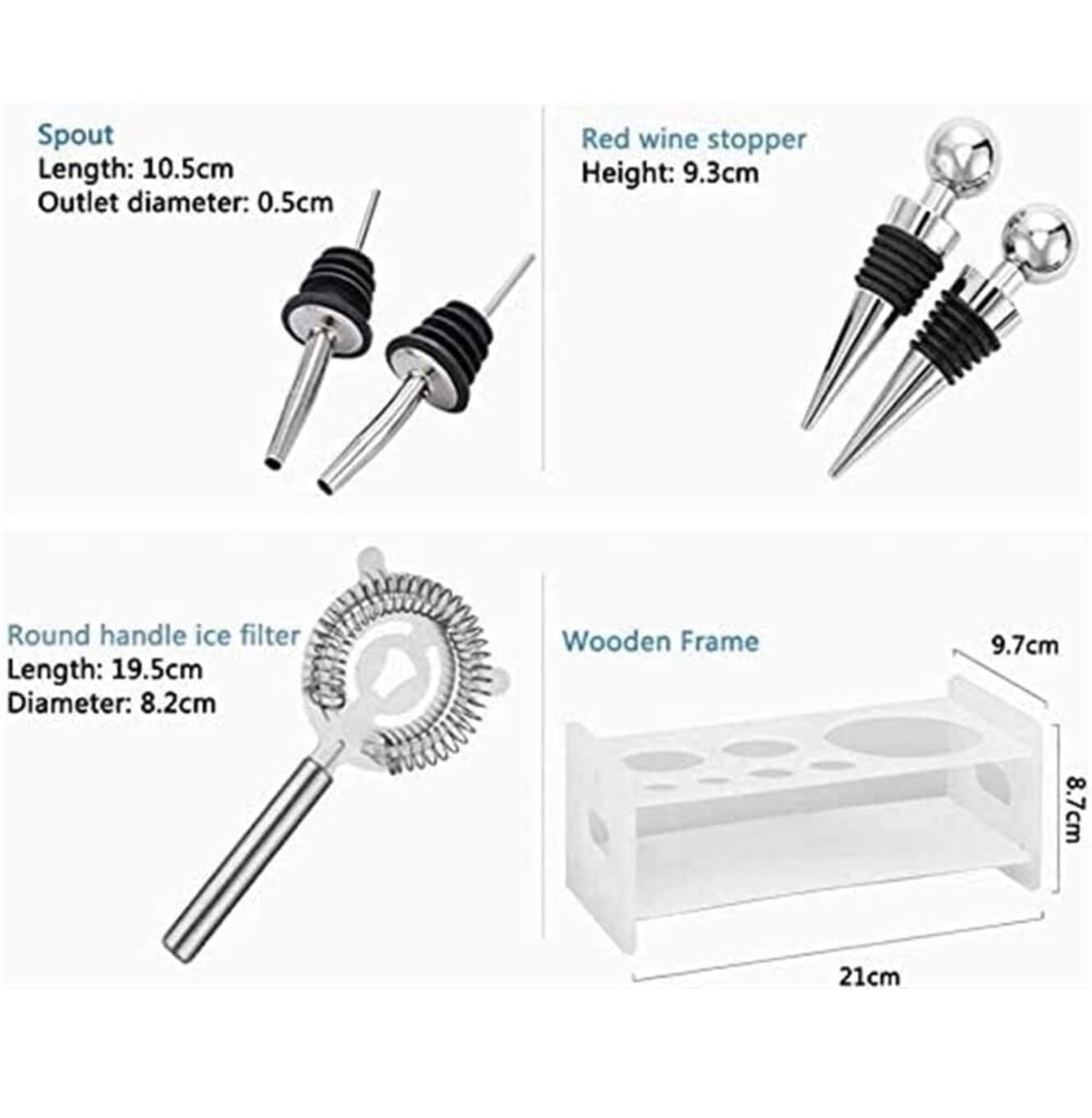 Juego de Cocktail Shaker Juego De Coctelera De 13 Piezas, Kit De Barman para Mezclar Bebidas, Herramientas De Barra De Acero Inoxidable con Soporte Coctelera Profesional Herramientas (Color : Svart,