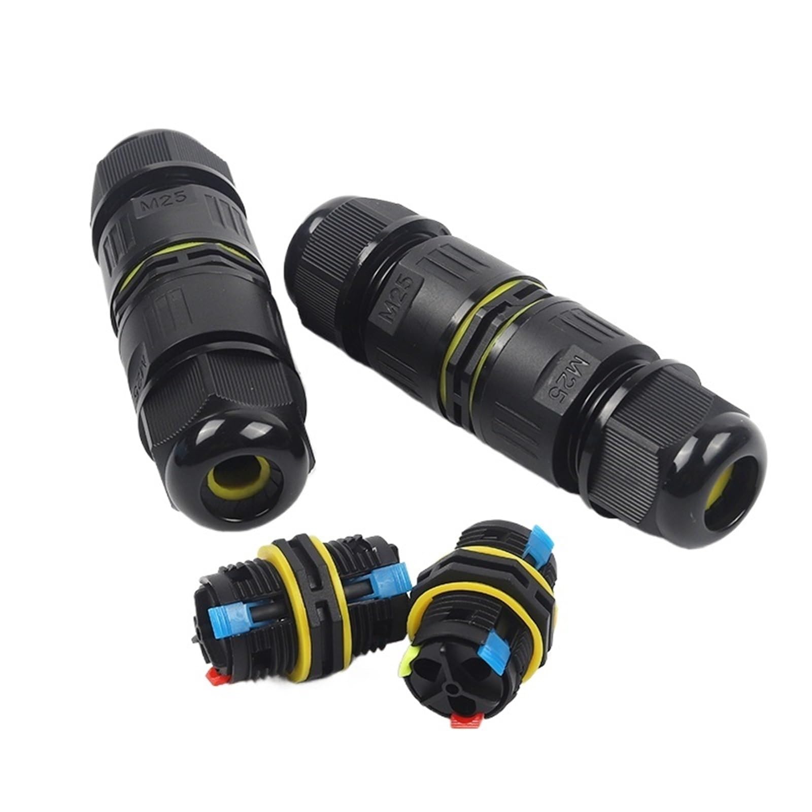 1 Uds M25-2/3/4/5 Pin IP68 bloques de terminales de empalme de resorte de empuje con palanca conector de cable rápido caja de conexiones impermeable al aire libre(M25-2P 10-14mm)