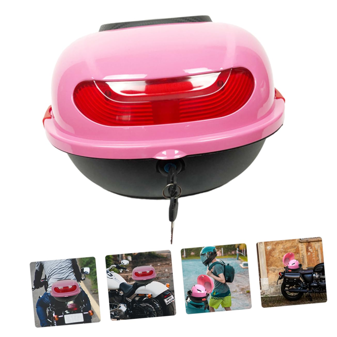 Bauletto Moto Posteriore in Pp Rosa, Capiente e Resistente All’usura, con Schienale e Chiusura Sicura per Viaggio