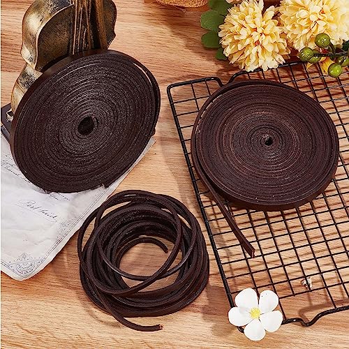 GORGECRAFT 5M Genuine Leather Cord 8mm Wide Flat Cowhide Leather Cord Belt Wrap Single Sided Flat Cord Leather String Roll for Diy Crafts Jewelry Necklace Braided Bracelets - Image 4