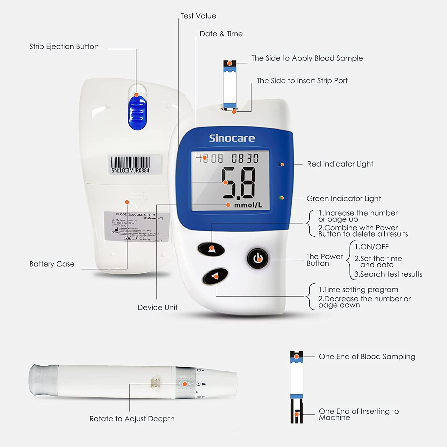 Buy sinocare Blood Sugar Monitor/Blood Glucose Monitoring System Safe