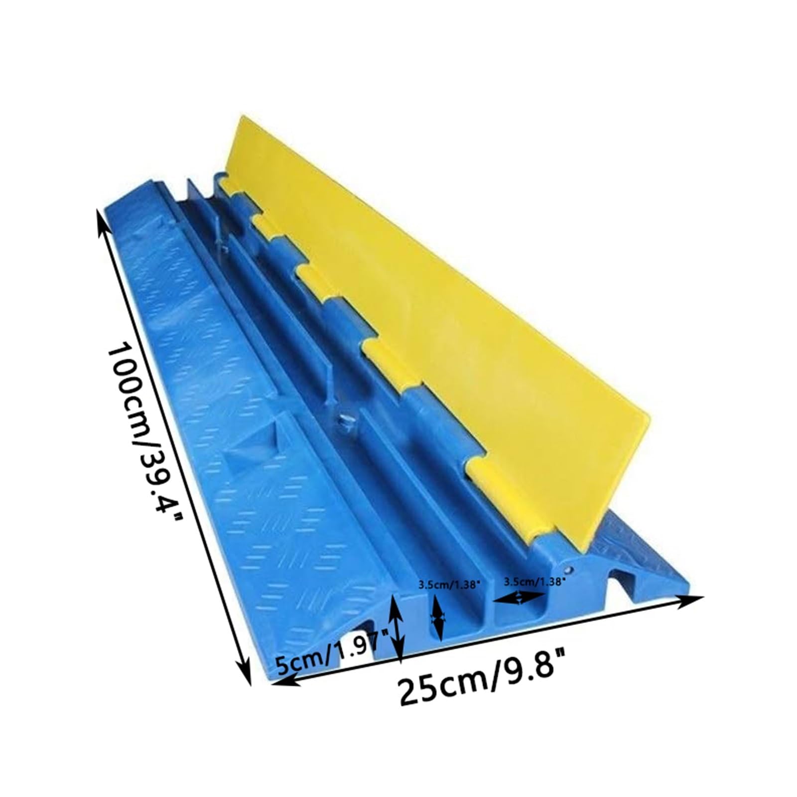 Copertura di Sicurezza per Cavi A Pavimento con Pendenza A L, Rampa di Copertura per Cavi A 2 Canali 100X25 Cm, Copertura per Cavi Resistente per Esterni, Protezione per Cavi.Blue-2 Channel