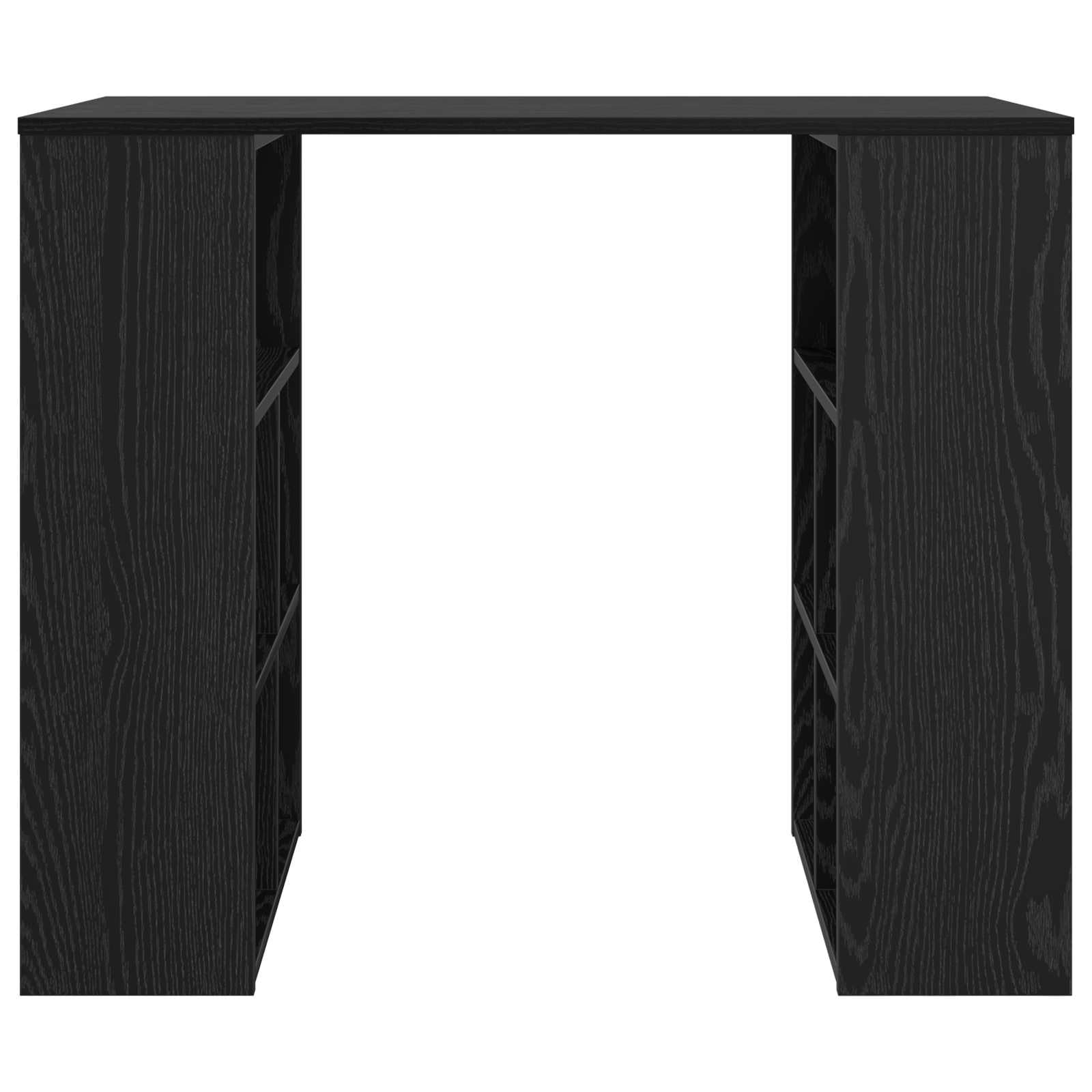 Biurko o wyglądzie czarnego dębu z materiału drewnopochodnego 90 x 50 x 75 cm z 4 półkami, stół biurowy do domowego biura, miejsce pracy z miejscem do przechowywania i segregatorami