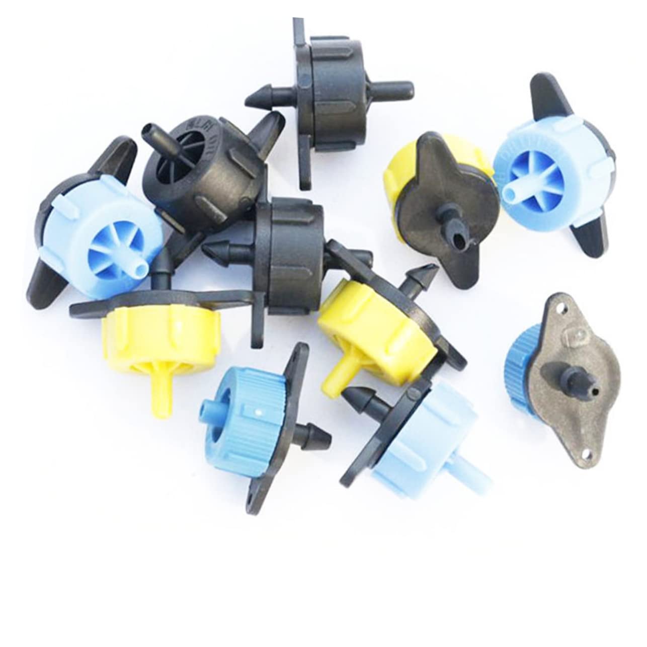 IWOWHERO 50Pcs Pressure Compensated Drip Irrigation for Micro Irrigation Water Saving Water Droppers for Garden Lawn and Potting Random Color