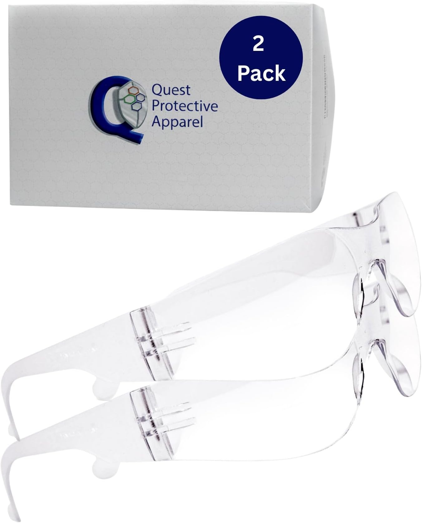 Quest Anti-Fog Safety Glasses, ANSI Z87.1, Clear, Pack of 2
