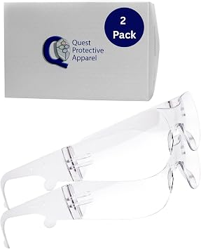 Quest Anti-Fog Safety Glasses, ANSI Z87.1, Clear, Pack of 2