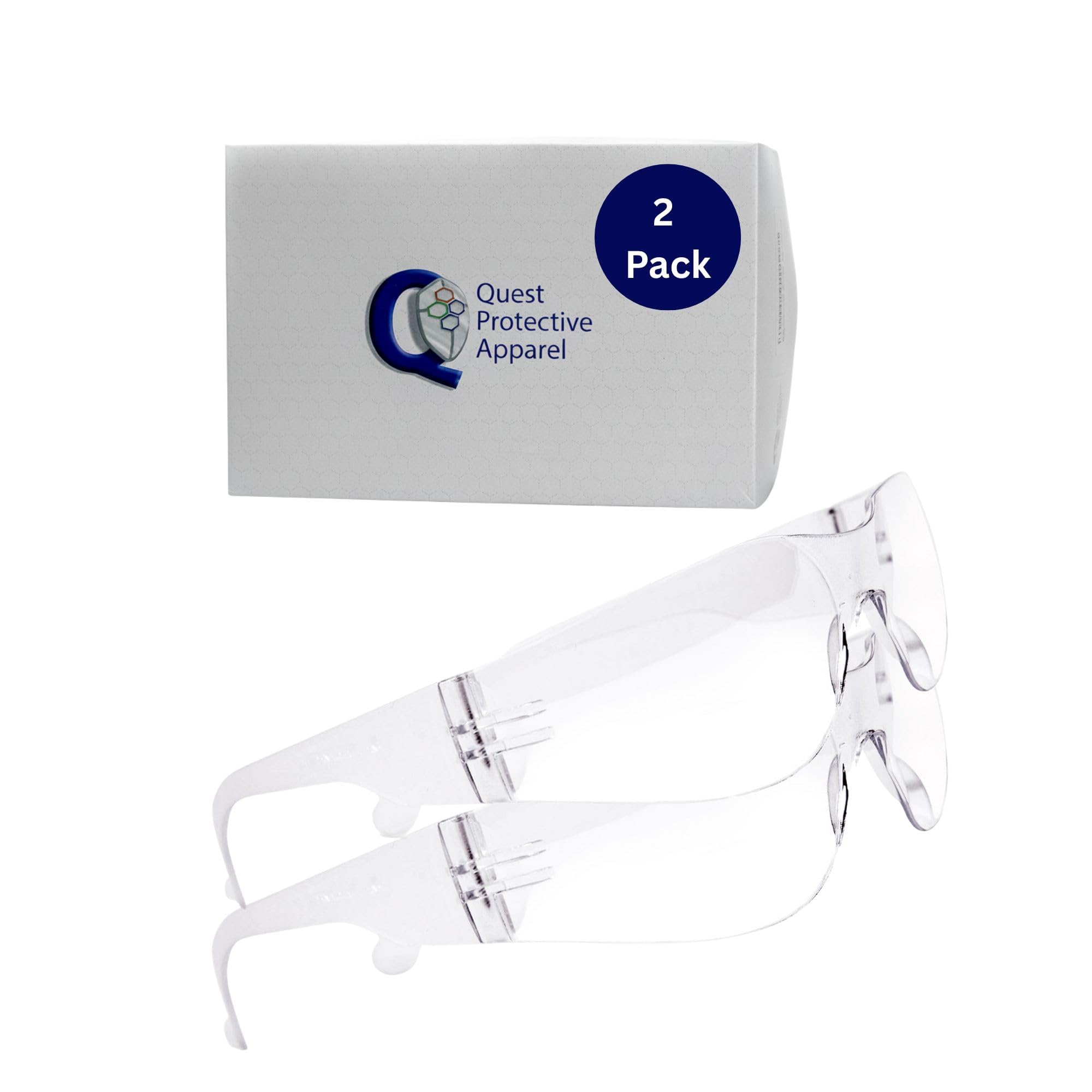 - Quest Protective Apparel Safety Glasses for Men and Women - Anti Fog Safety Goggles for Shooting, Lab, or Construction – Polycarbonate Eye Protection [Clear & Pack of 2]