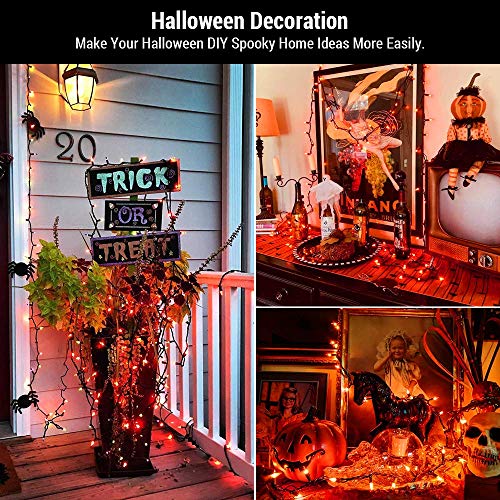 Image of BrizLabs Orange Halloween Lights, 69.6FT 300 Count Halloween String Lights Linkable, UL Certified Orange Light String, Mini Incandescent Light Set for Indoor Outdoor Christmas Fall Thanksgiving Tree