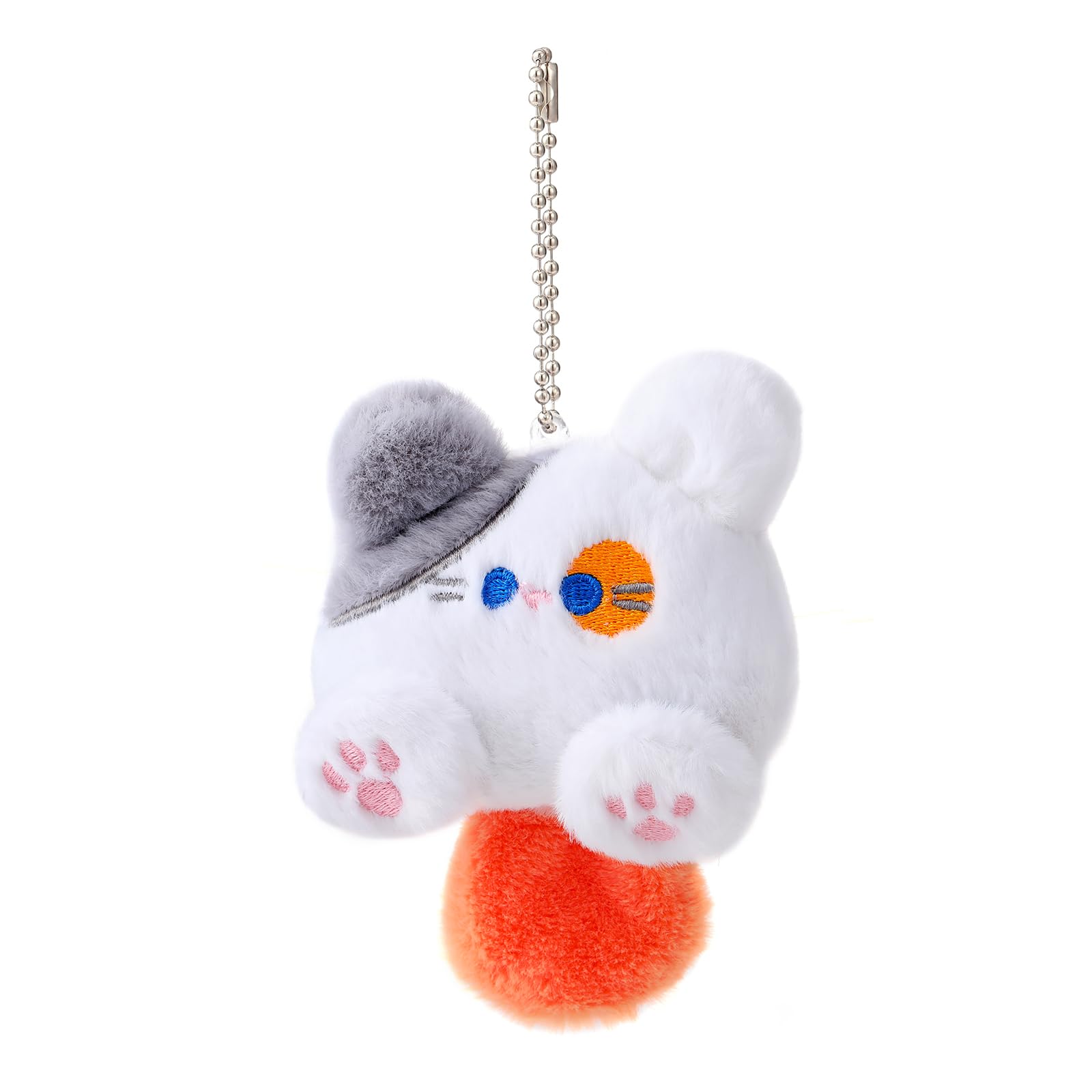 XLMCWT Plush Cat Keychain Y2K Cute Stuffed Animal Keychain Kawaii Polka Dot Cat Keychain Backpack Bag Car Keys Charms