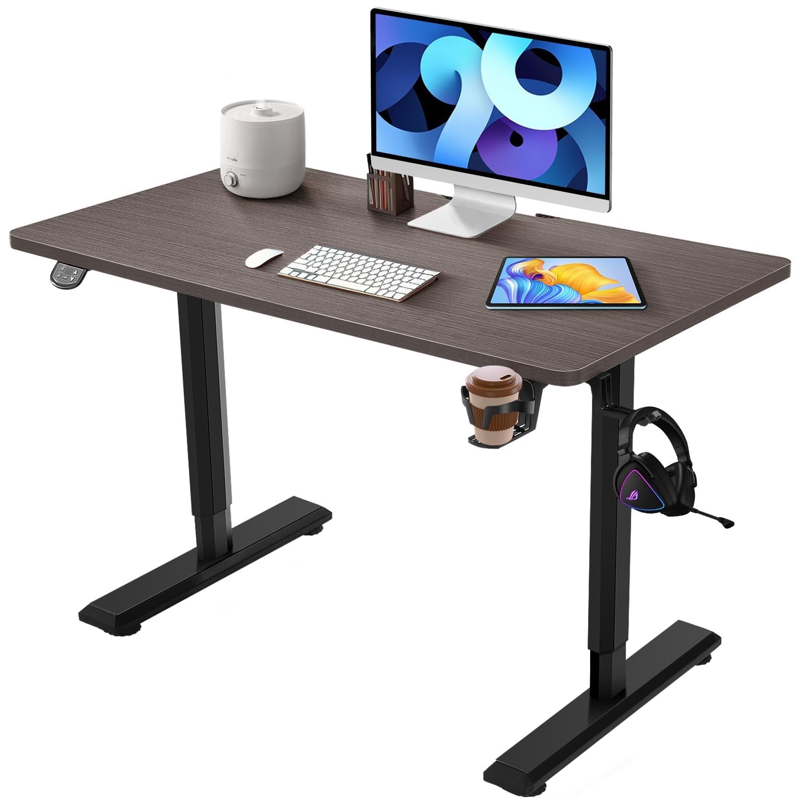 Himimi Scrivania Regolabile in Altezza 110x60 cm, Scrivania Regolabile in Altezza Elettricamente, Tavolo Ergonomico da Lavoro in Piedi-Seduto con 4 Memorie Funzionali, Scrivania per Computer