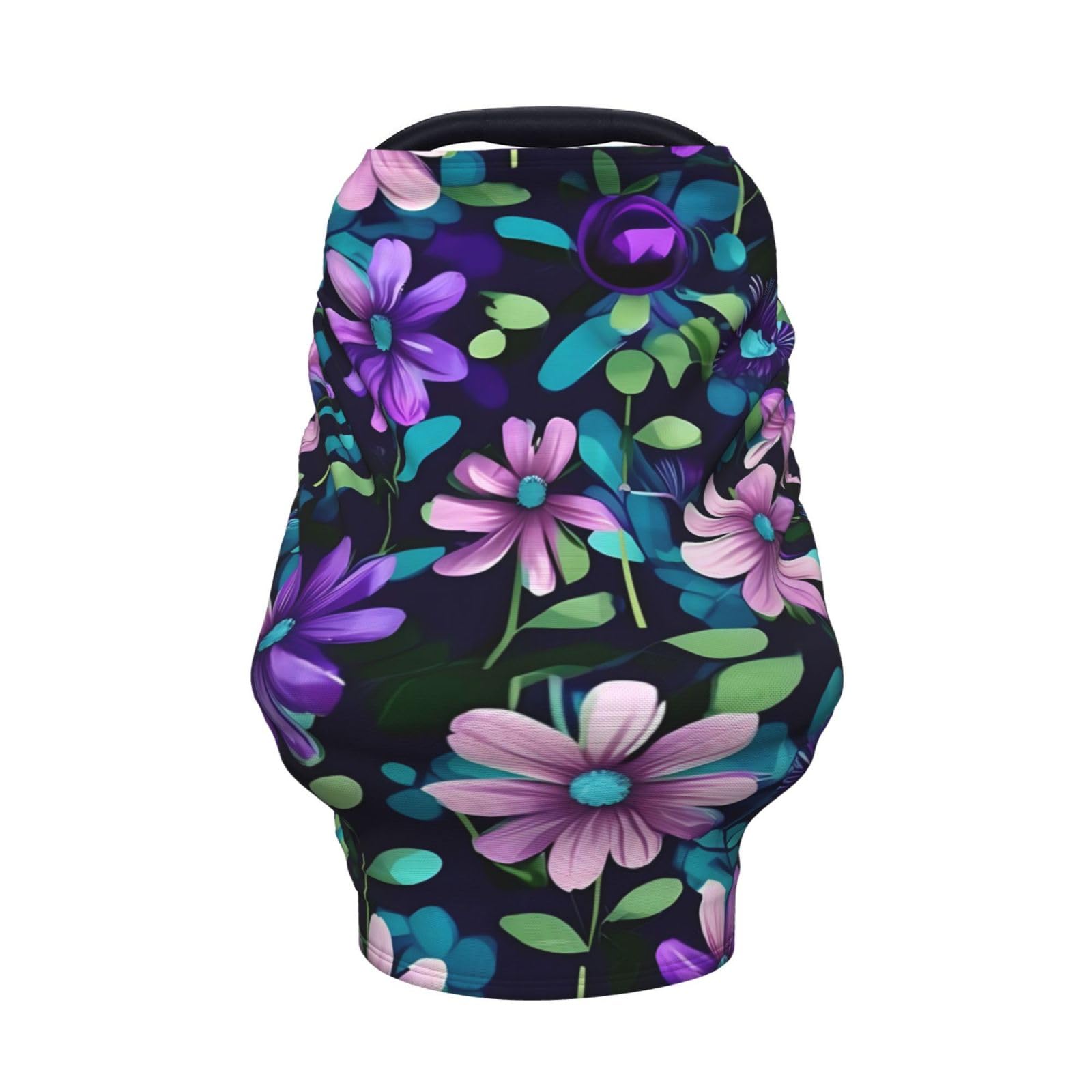 XZDHYZ Purple Camellia Versatile full-print Stroller Chair Cover/Nursing Cover, specially designed for your baby, Black