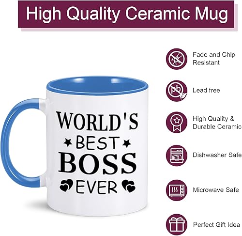 Miniatura 3 de Taza personalizada con el mejor jefe del mundo, regalos para el mejor jefe para hombres, regalos del día del jefe para jefe, regalos de oficina,