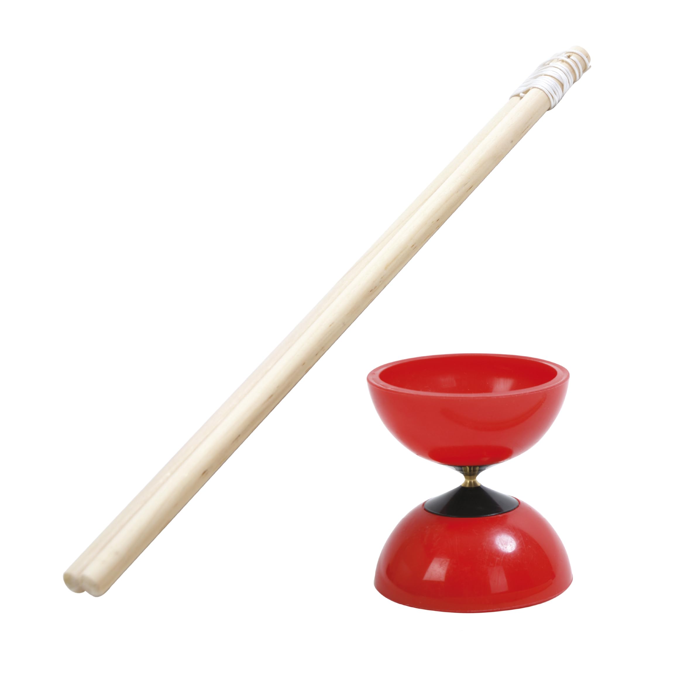 Schildkröt® Diabolo Set, aus elastischem roten Polyethylen, Metallnabe, 2 Holzstäbe inkl. Schnur und Anleitung, 970136