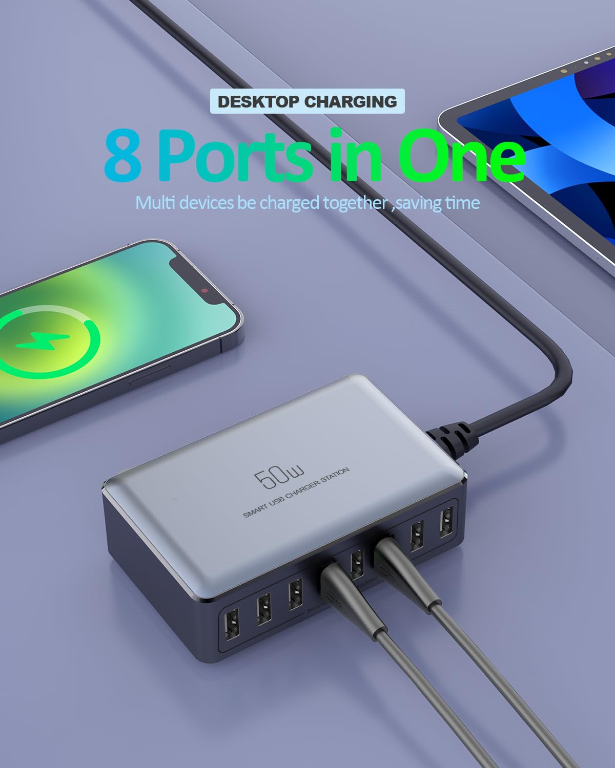 Amazon | USB コンセント タップ 50W 8ポート スマホ 充電器 5V 2.4A  