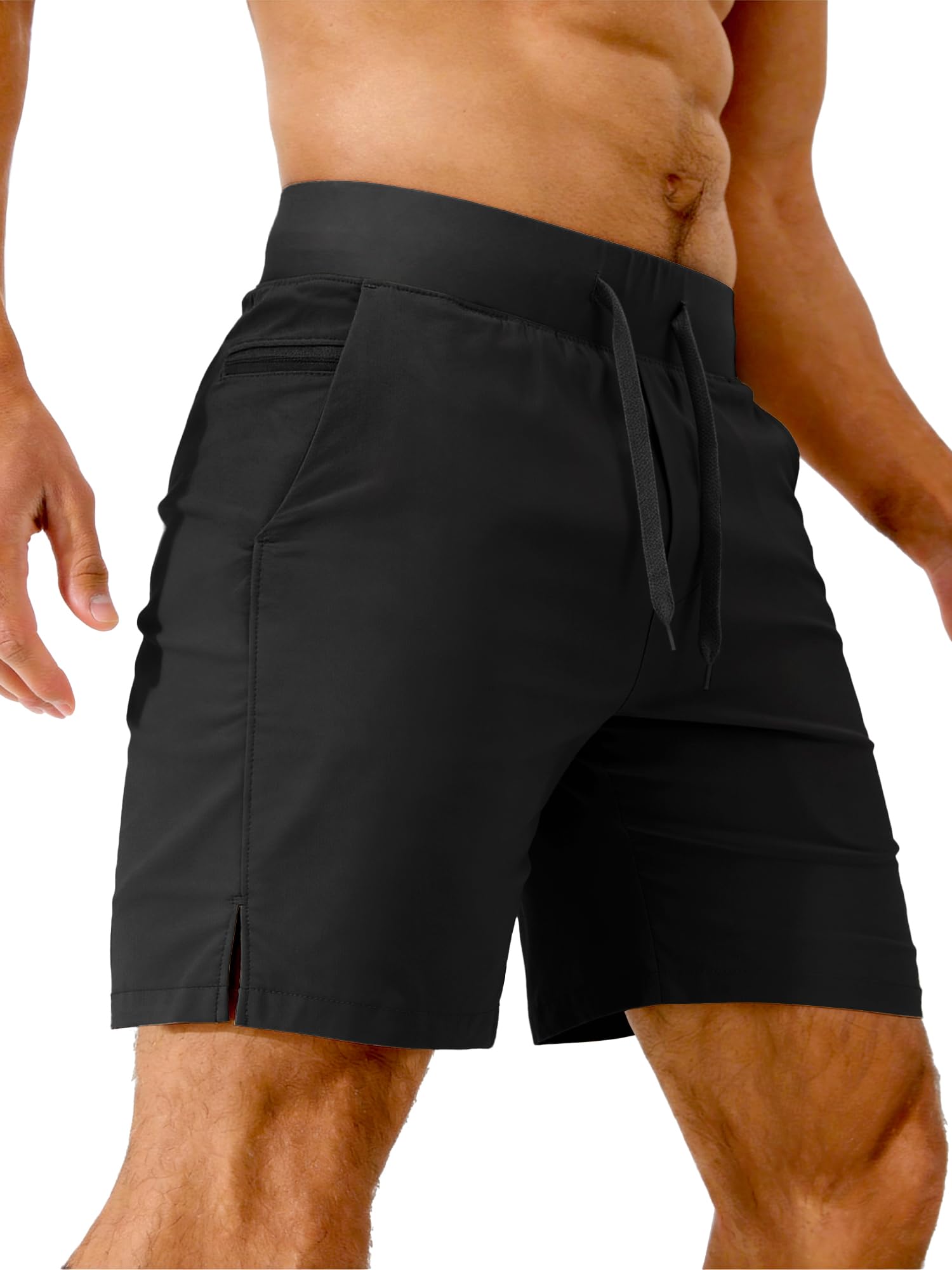 Comdecevis Mens 7 Inch Athletic Shorts Lightweight Quick Dry Running Shorts with Zipper Pockets