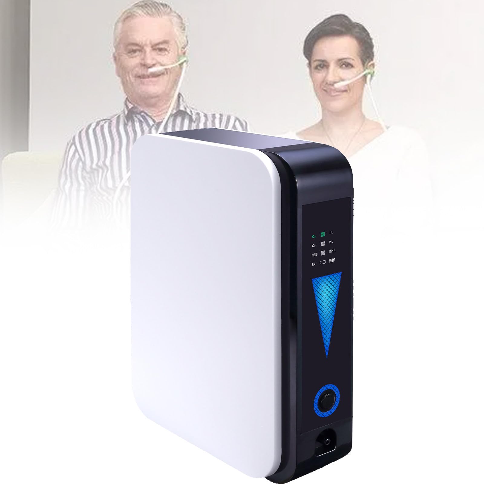 Koncentrator tlenu, 1-2 l/min, regulowana przenośna maszyna tlenowa, cicha praca 50 dB, do użytku domowego i w podróży, oczyszczacz powietrza do samochodu