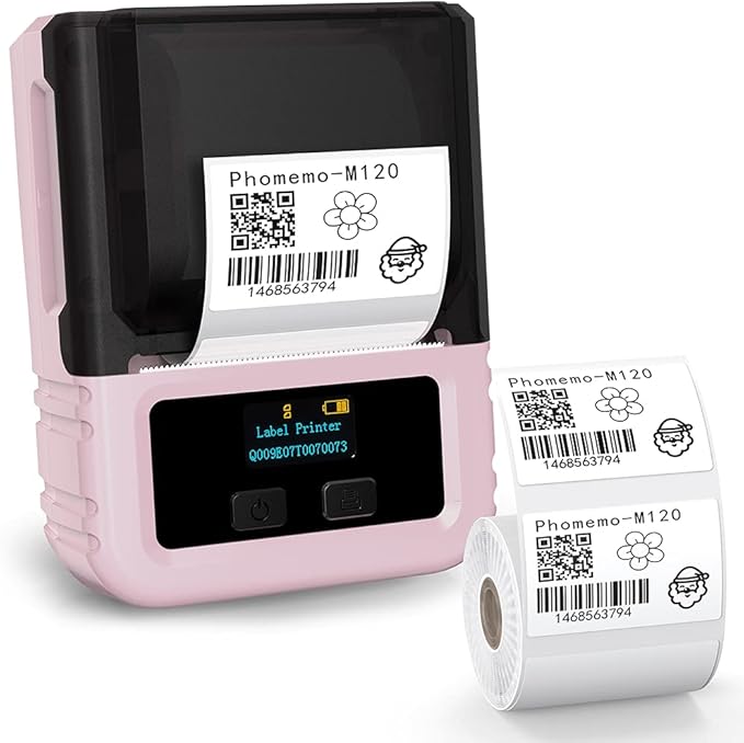 Phomemo Label Printer Machine M120 Label Maker Machine, Wireless Mini Bluetooth Thermal