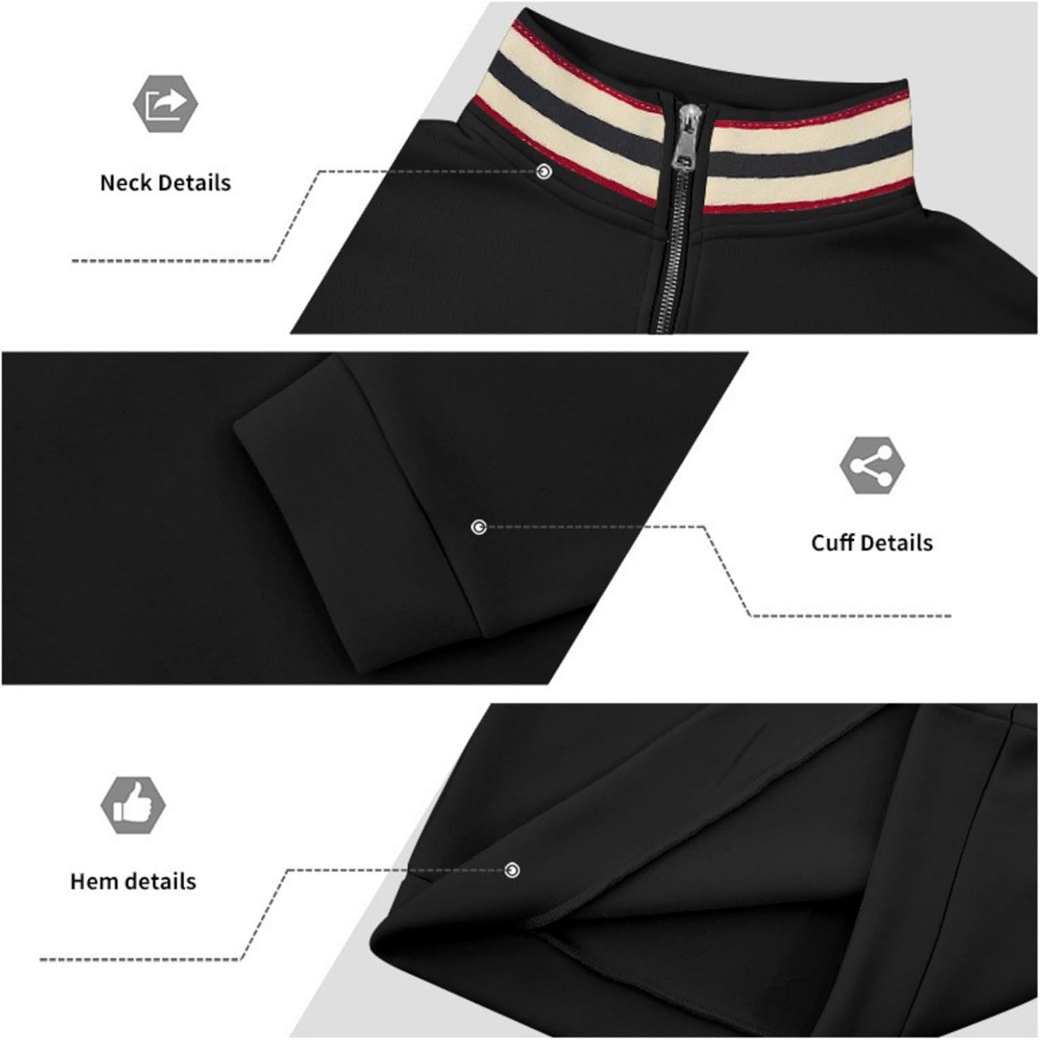 Men Contrast Collar Quarter Zip Knit Polo,Regular Fit Golf Pullover