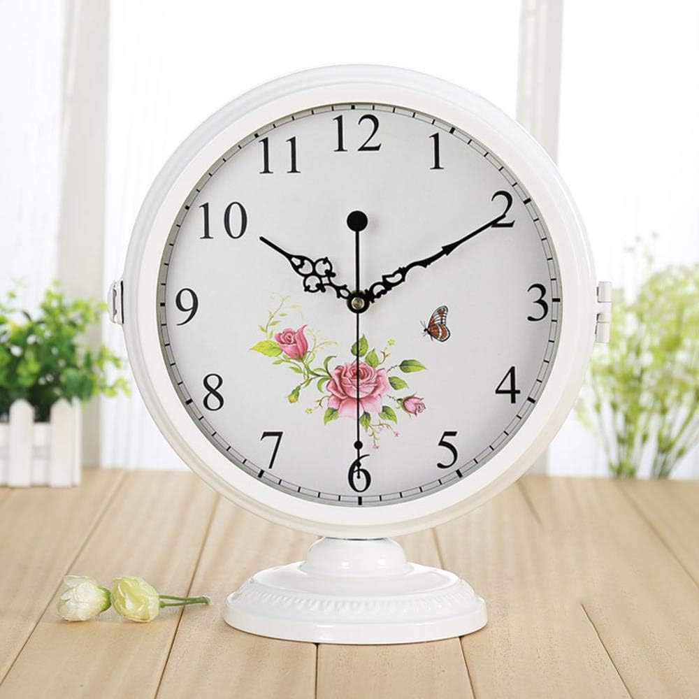 Mantel Clock Mute Modern Double-Sided Clock Living Room Creative Sitting Pendulum Piece 30x33x15cm (K) (M)