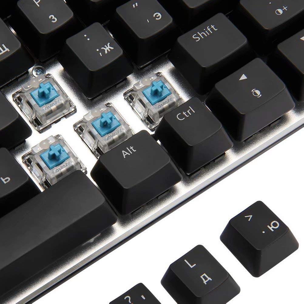 Tasti RGB tastiera retroilluminazione russo/inglese layout di tastiera meccanica, tastiera gaming interruttore blu/nero