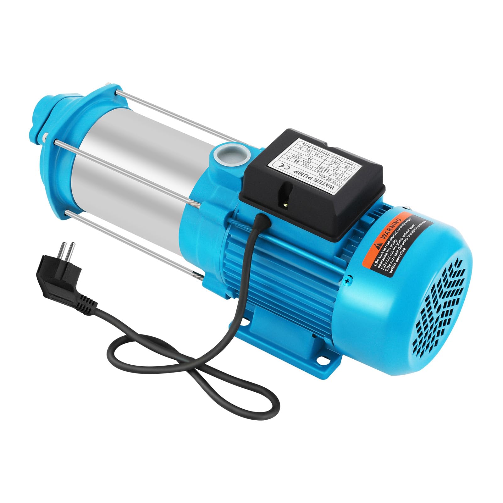 Edelstahl Kreiselpumpe 9.8Bar, Gartenpumpe Selbstansaugend mit Förderhöhe 98m, 4000L/h, 2860U/min, IP44, Wasserpumpe für Bewässerung und Entwässerung