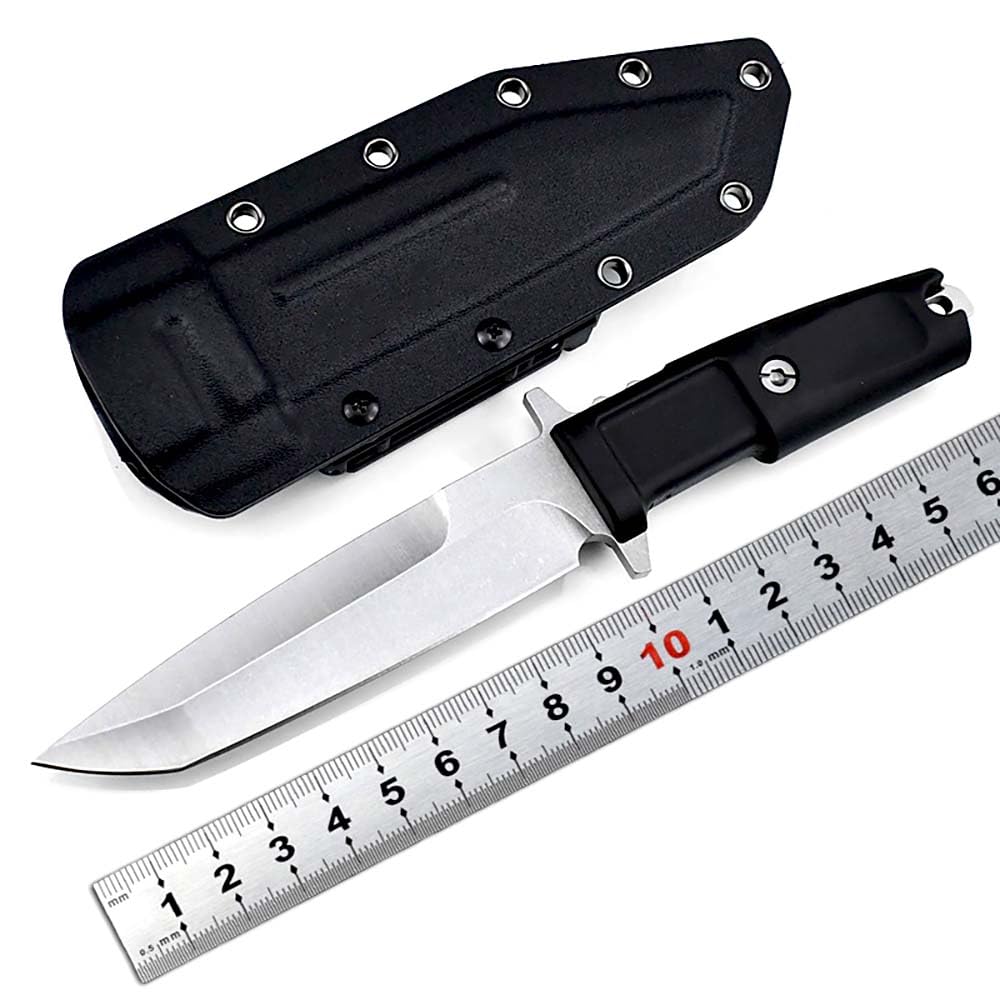Festes Gegen Full Tang messer Edc Outdoor Jagdmesser Feststehende klingen, gegen Einhandmesser, gerade scharfes stahl messer schwarzes ABS griff, survival fixed neck knife, Gürtelmesser mit Scheide