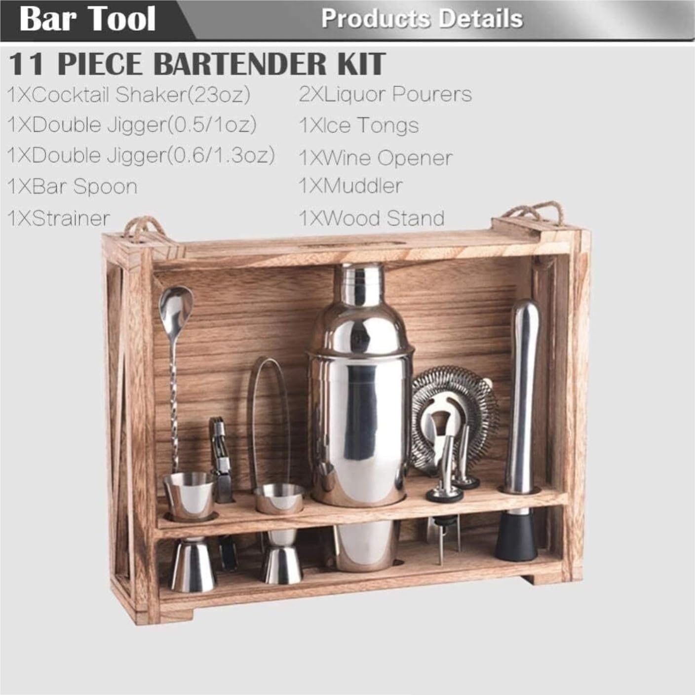 Coctelera de Cóctel,Barman Juego De Coctelera 11 Uds. Acero Inoxidable para Bar Familiar Amantes de Los Cócteles