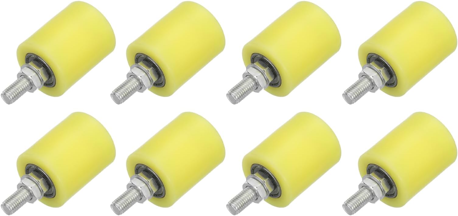 uxcell 8Pcs Slide Gate Guide Roller, 2.36" Nylon Rollers Gate Support Assembly, Universal Door Pulley Wheels for Sliding Rolling Gate, Electric Door, Beige