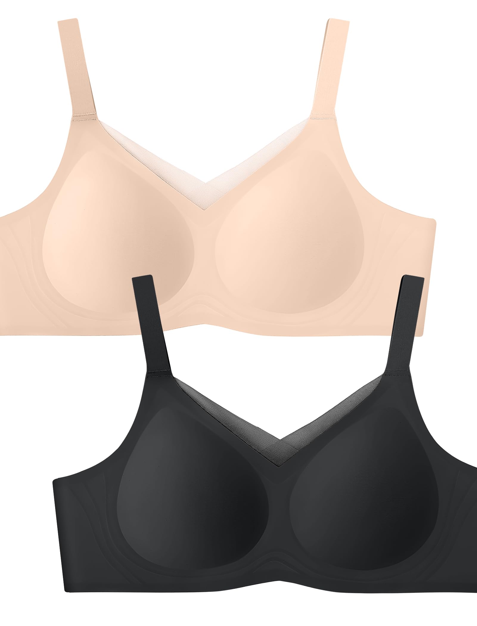 LetsJoli Lace V Seamless Bras for Women No Underwire Bralettes Push Up Wireless Supportive Full Coverage Everyday Bras