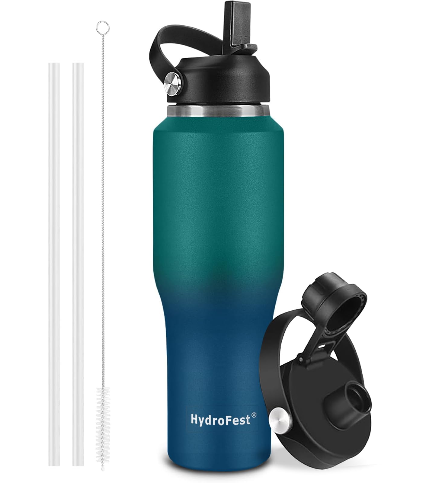 32oz Water Bottle Insulated with Straw,Leak Proof Water Bottles，Mens Water Bottle Stainless Steel for Gym,Hiking,Travel，Sport,1 Liter,Bpa free