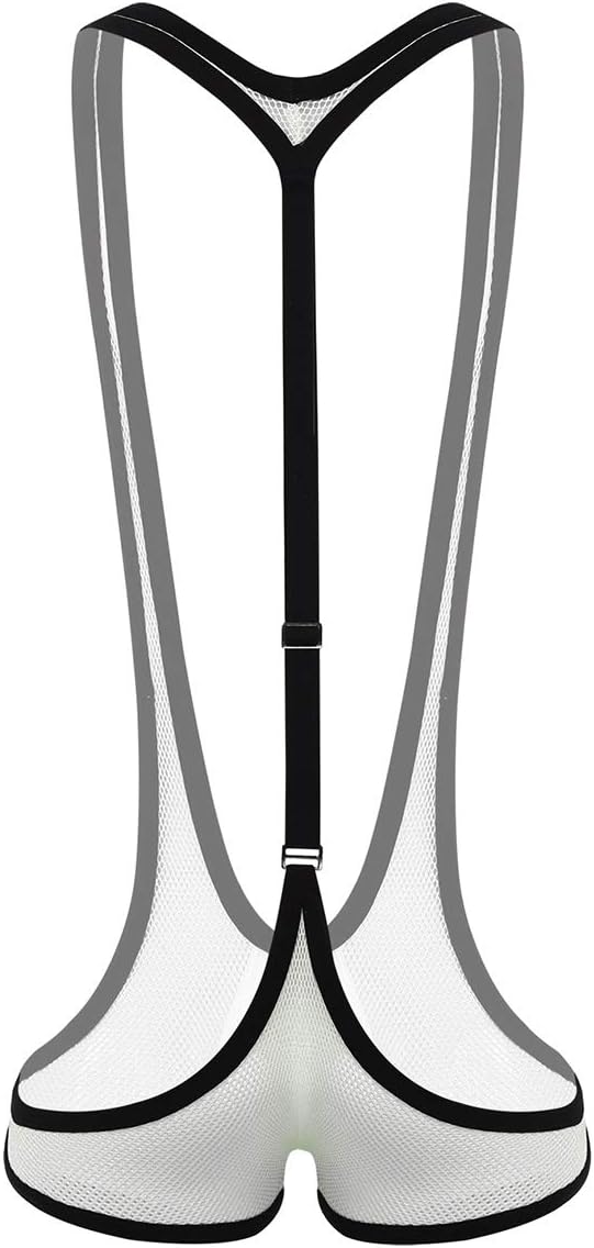 ranrann Men's One Piece Fishnet Y-Back Bulge Pouch Suspender Jockstrap Wrestling Singlet Underwear