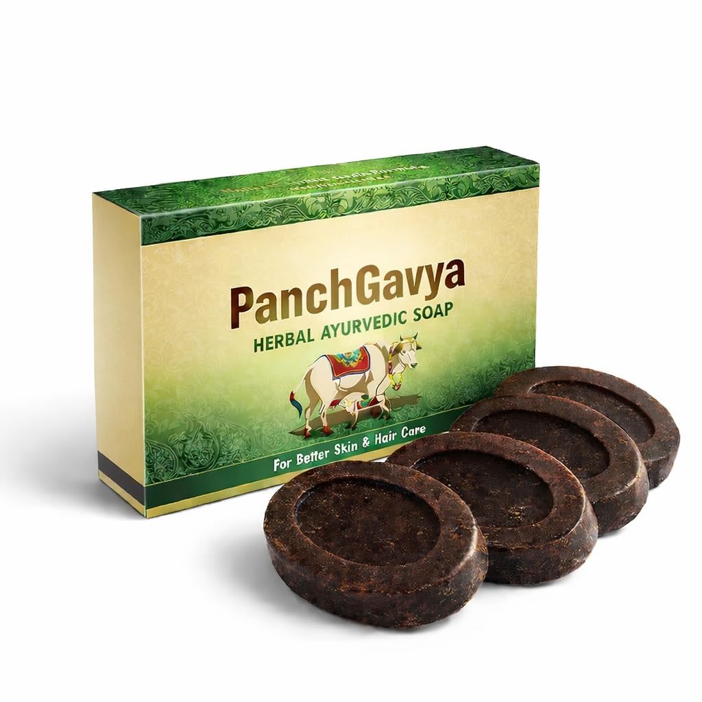 Panchagavya Ayurvedic Herbal Soap – 100% Natural & Organic Bath Bar | Enriched with Cow Ghee, Milk, Dung, Urine & Curd | Chemical-Free Panchagavya Soap for Glowing Skin – 125g (Pack Of 4)-picture-31