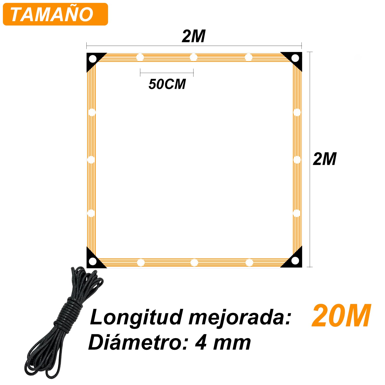 BeGrit Lona Transparente con Ojales Lona Impermeable con Cuerda Lona Protectora de PVC para balcón jardín Exterior Invernadero Terraza Plantas Muebles Pérgola 2x2m