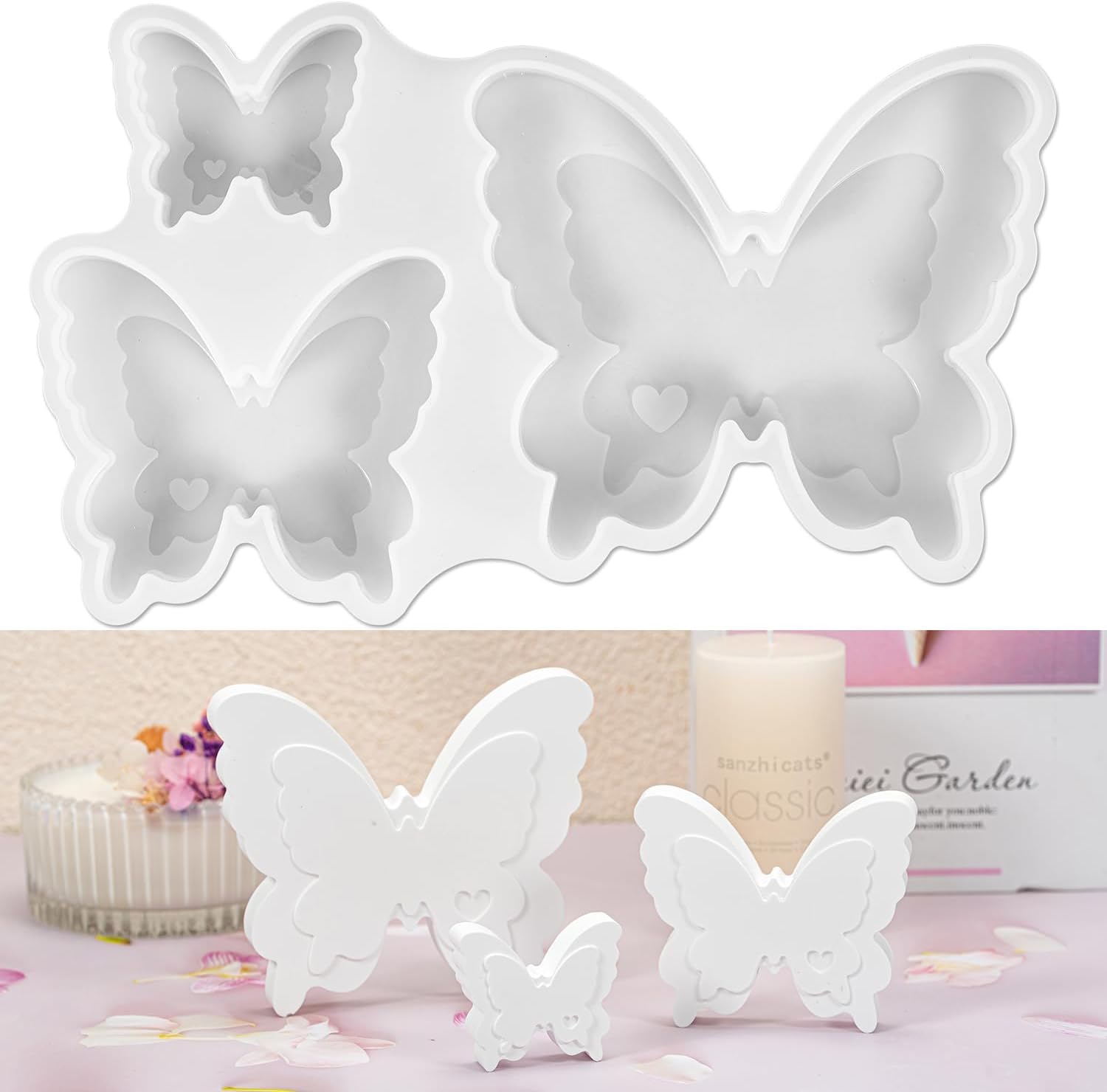 Silicone Butterfly Candle Mould Different Size Butterfly Shapes Candle Wax Melts Aromatherapy 3D Fondant Chocolate Mold Cake Decoration Cupcake Topper Epoxy Resin Molds Handmade Soap Molds-image-33