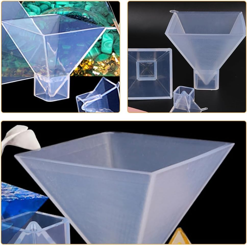 VILLCASE 5 Pcs Silicone Pyramid Mold for Resin Casting 14.96X2.99X2.99In Flexible Clear Pyramid Shape Mold for DIY Crafts Jewelry Making Desktop Decorations