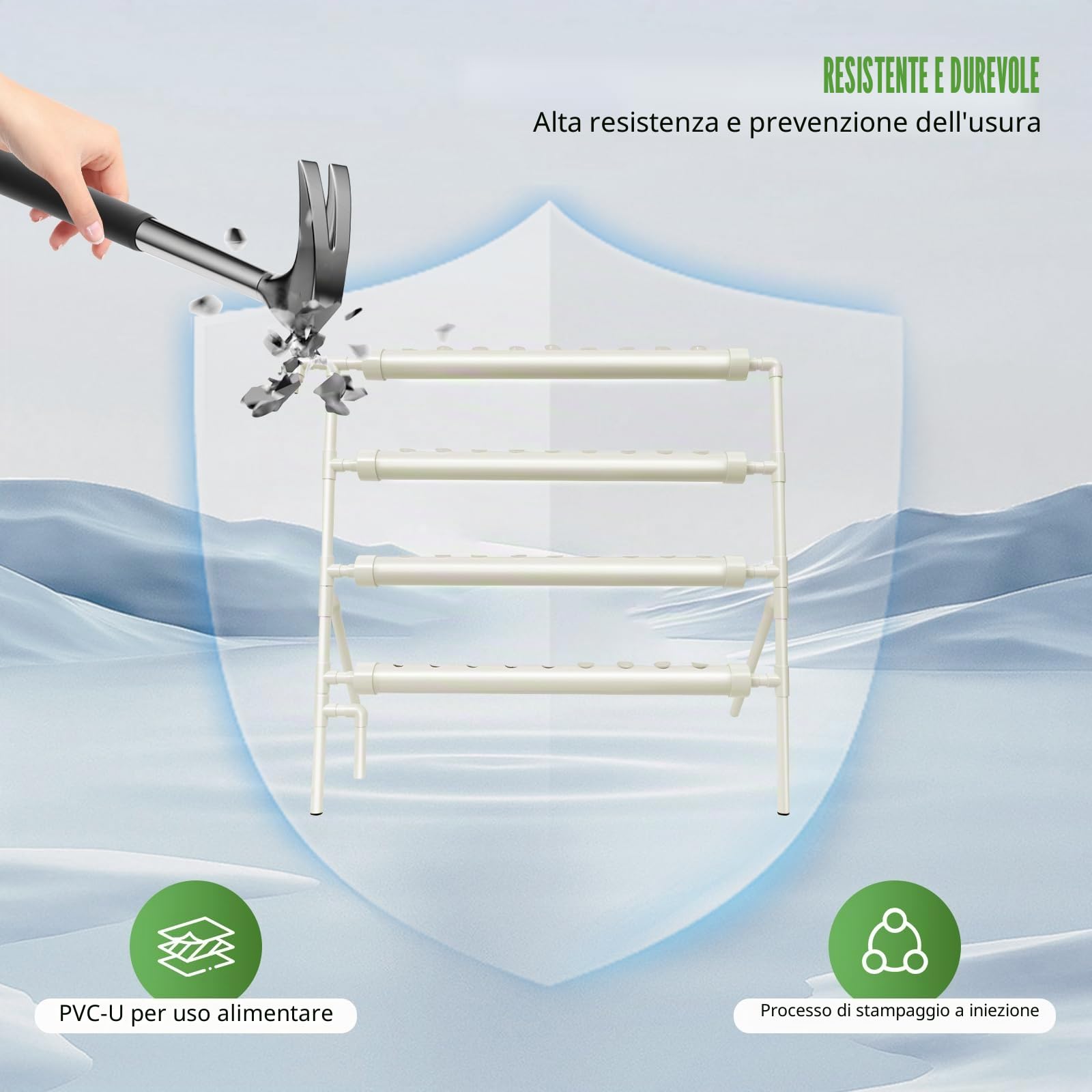 Idroponica Kit Completo 4 Livelli, Coltivazione Idroponica con 36 Fori, Pompa ad Alta Efficienza, PVC-U Alimentare, Impianto Idroponico Completo per Casa, Office, Coltiva Insalate Fragole Pomodori