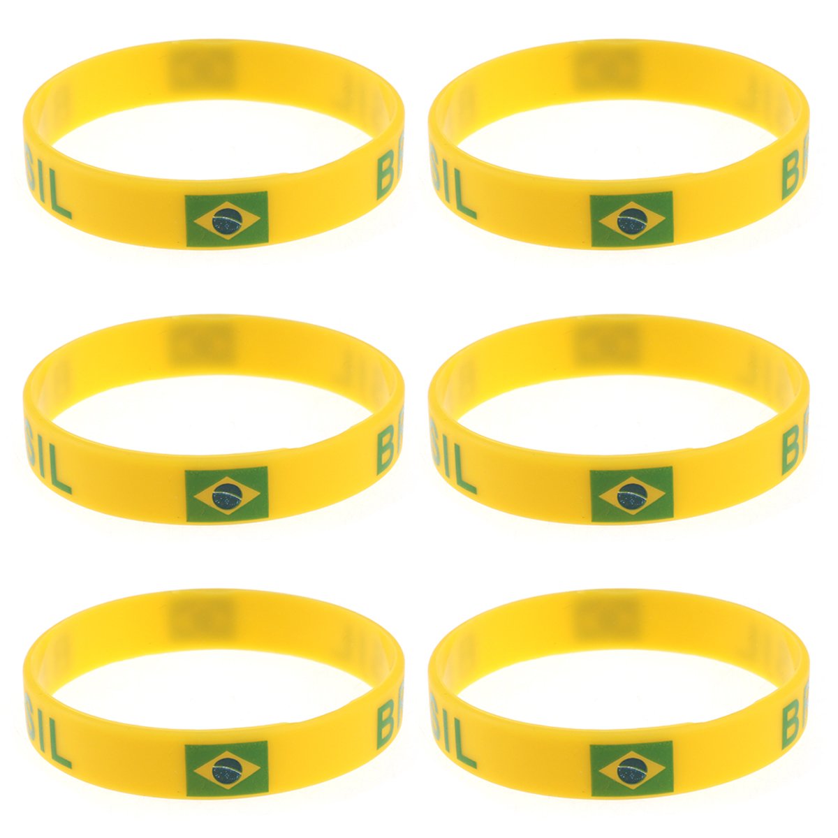 LUOEM Classic Custom Silicone Wristband Rubber Bracelet Fashion Sports Bracelet,Unisex Teen Adult Pack of 6 (Brazil)