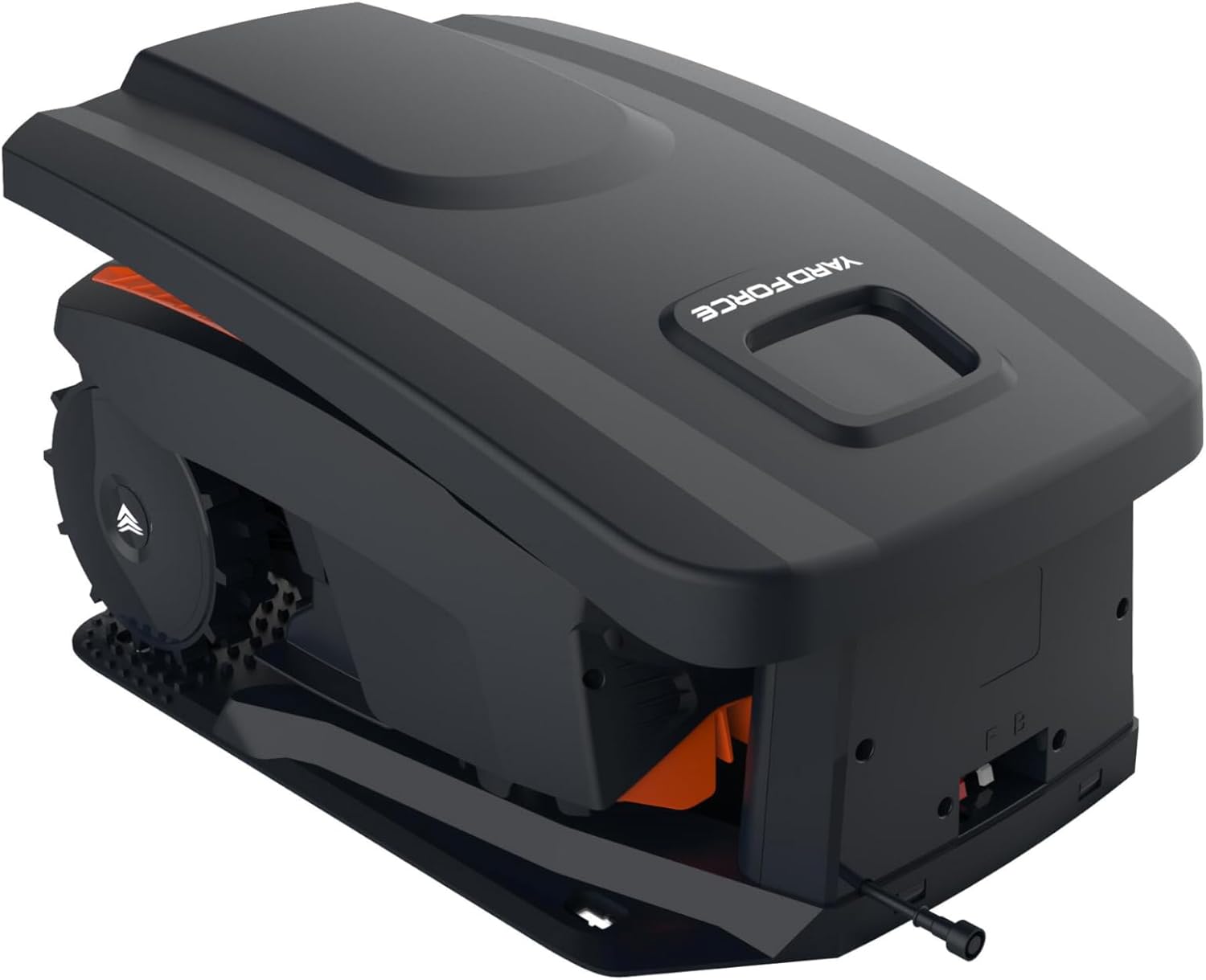 Yard Force MB400 Robotic Lawnmower docked in charging station