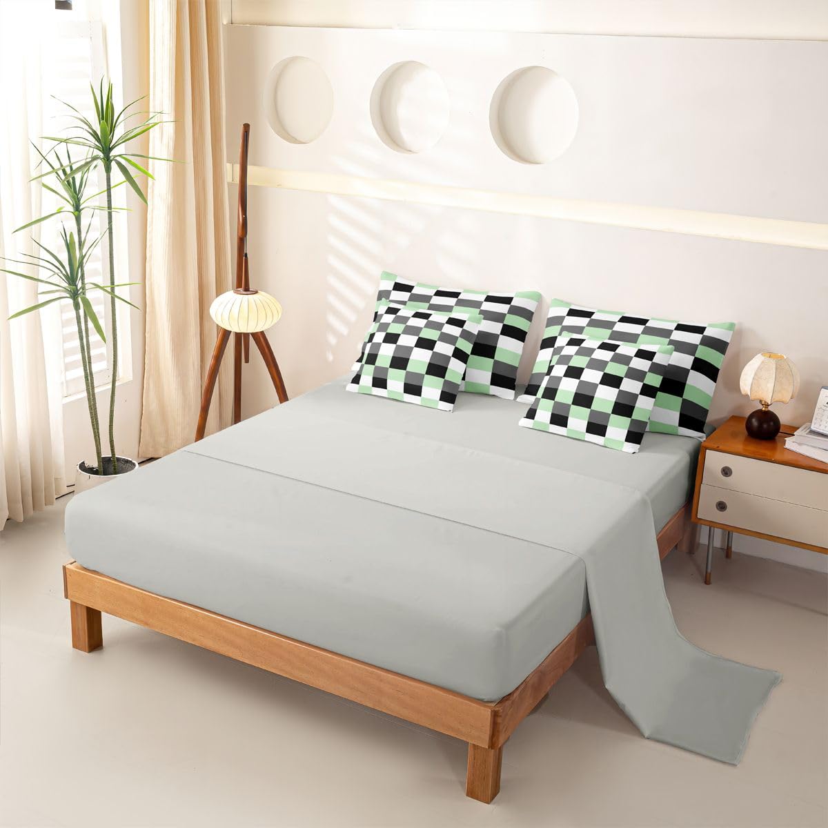 Homewish Geometrisch Schick Bettwäsche Set 7teilig 220x240