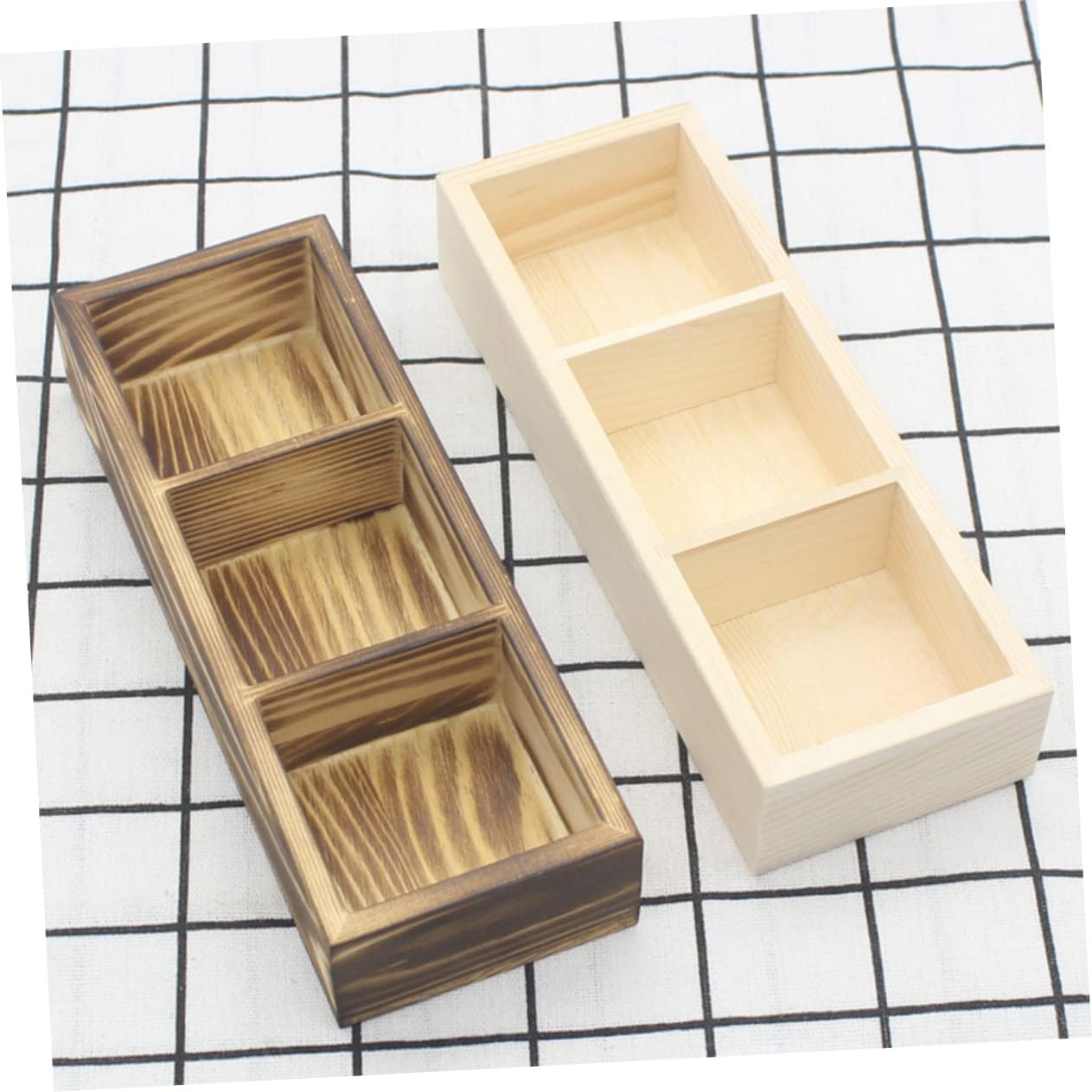 Tea Bag Storage Organizer Small Wood Box with 3 Compartments