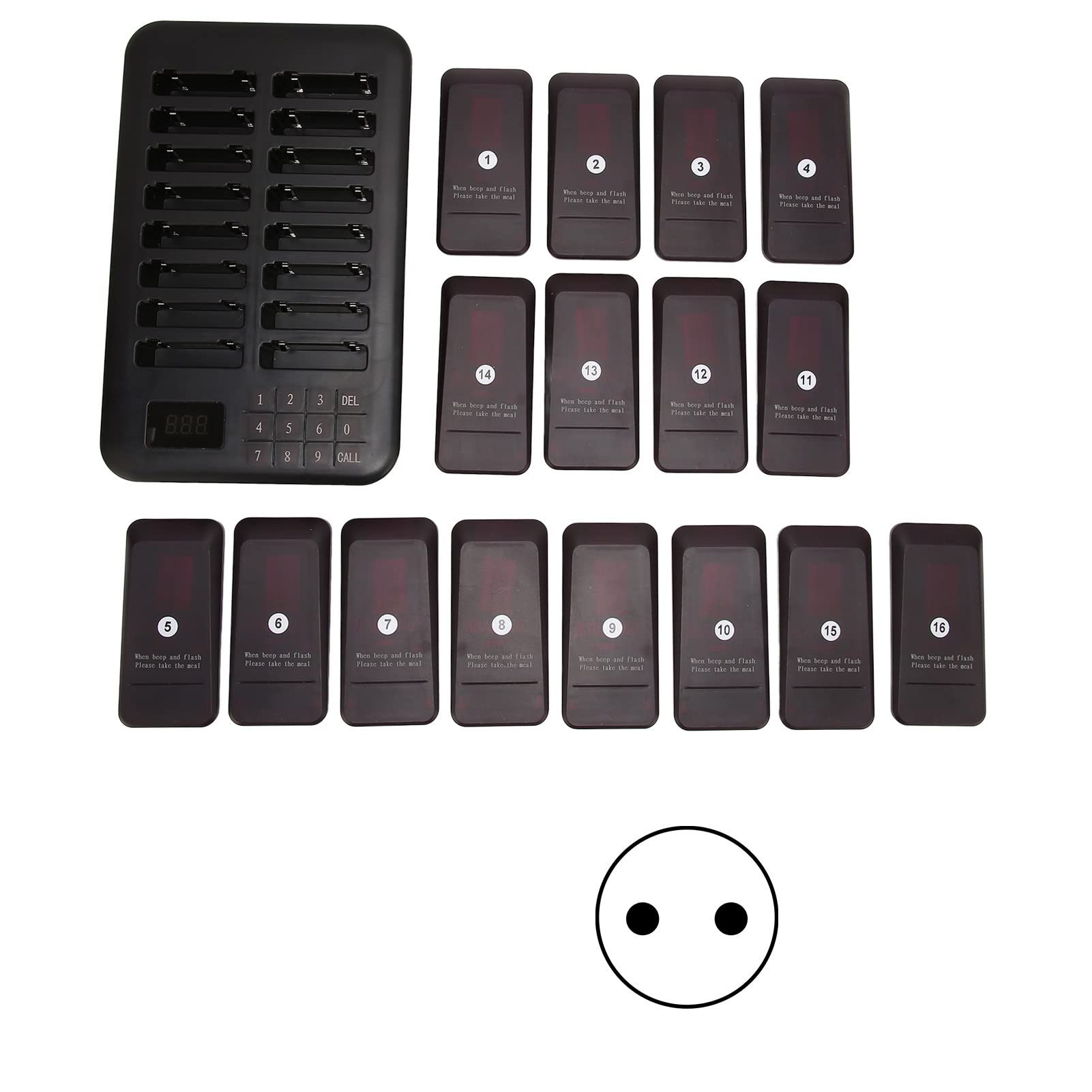 Cercapersone Portata 800 Metri, Chiamata Wireless per Ristoranti con 3 Modalità Vibrazione, 16 Ricevitori, Batteria 250mAh 20 Ore, Ideale per Personale in Attesa