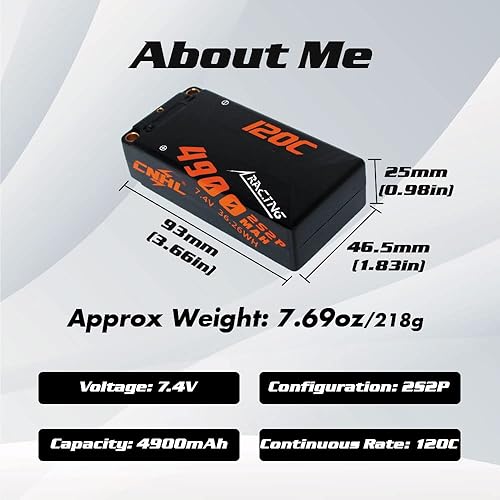 Miniatura 8 de CNHL 2S Shorty Lipo Batería 5200mAh 7.6V Lipo de alto voltaje y 4900mAh 7.4V Lipo Batería