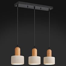 Modern Cement Pendant Lights White Chandelier Wooden Ceiling Lamps for Kitchen Island Bedroom Dining Room Living Room bar3-Light