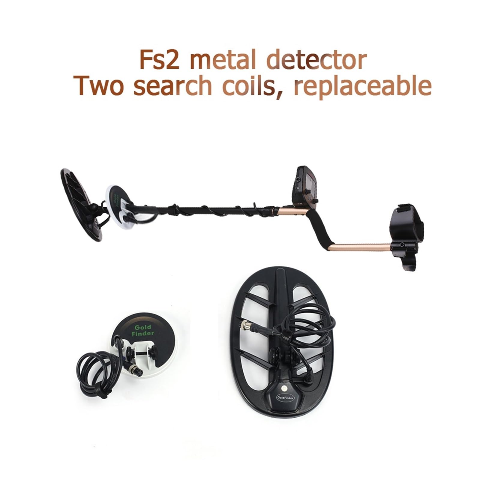 Wykrywacz metalu, Wykrywacz metali FS2 Wysoka czułość Wyszukiwarka skarbów Precyzyjny lokalizator Wodoodporne wyszukiwanie 11 ''cewka i 5'' cewka Złoty wykrywacz