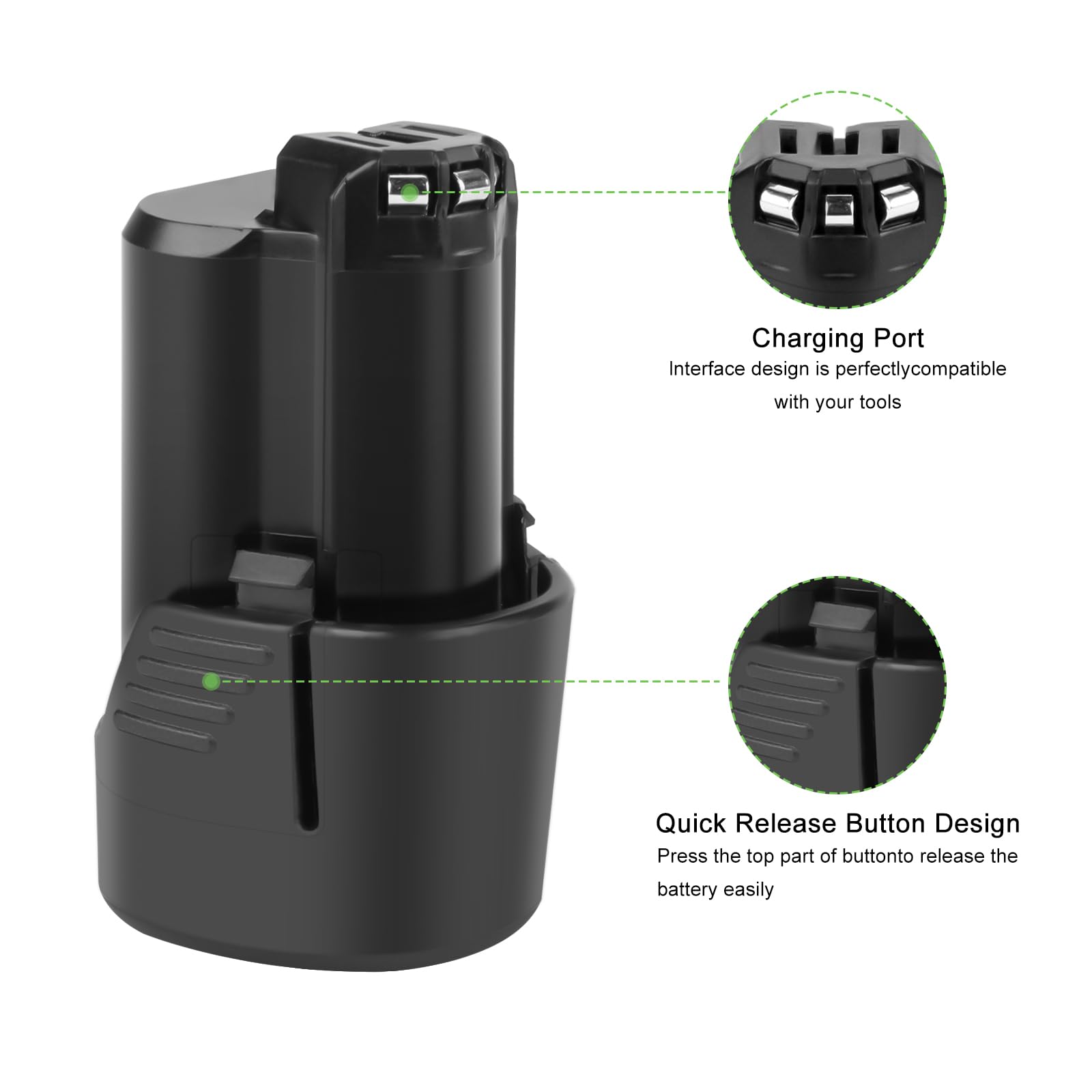 HTongD Batteria 12V 3.0Ah Per Bosch – Sostituzione 2 Pezzi Li-Ion Per BAT411/BAT412/BAT413, Compatibile Con Utensili 12V Bosch