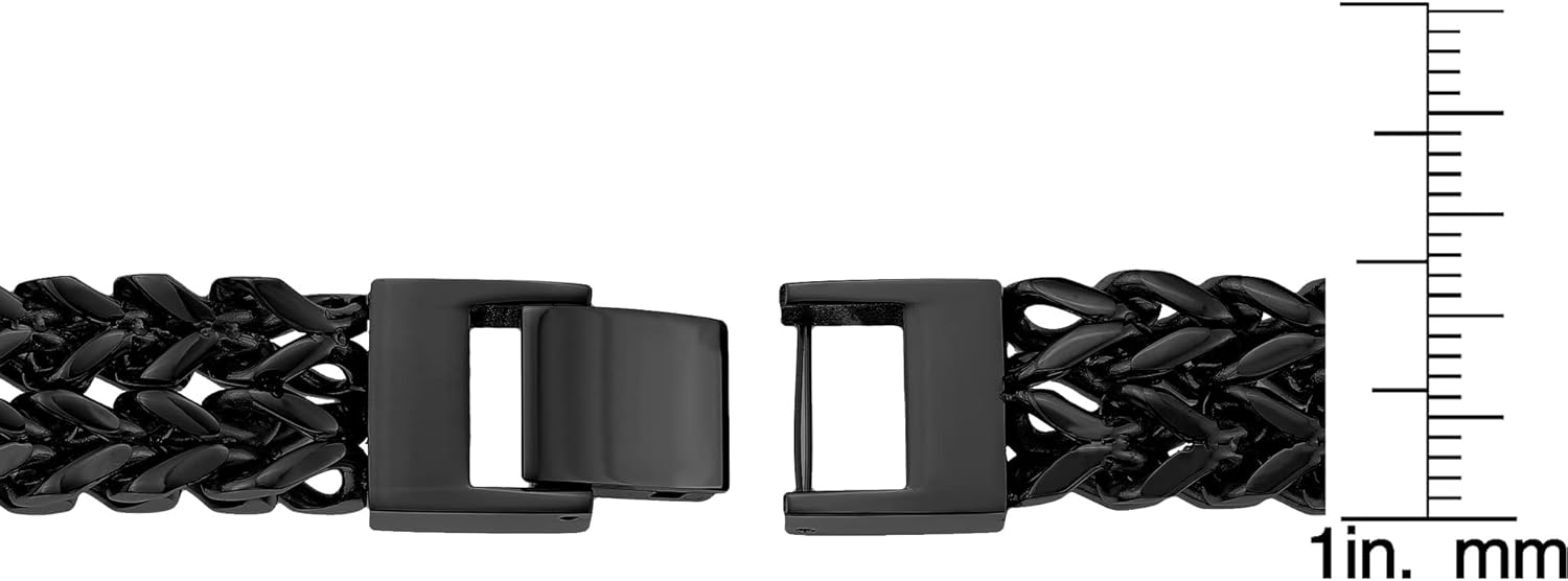 Metro Jewelry Double Rows Foxtail Chain Bracelet for Men in Stainless Steel with Antique or Black Ion Plating- 8.25 Inches Long 12 MM Wide with Fold Over Clasp - Image 4